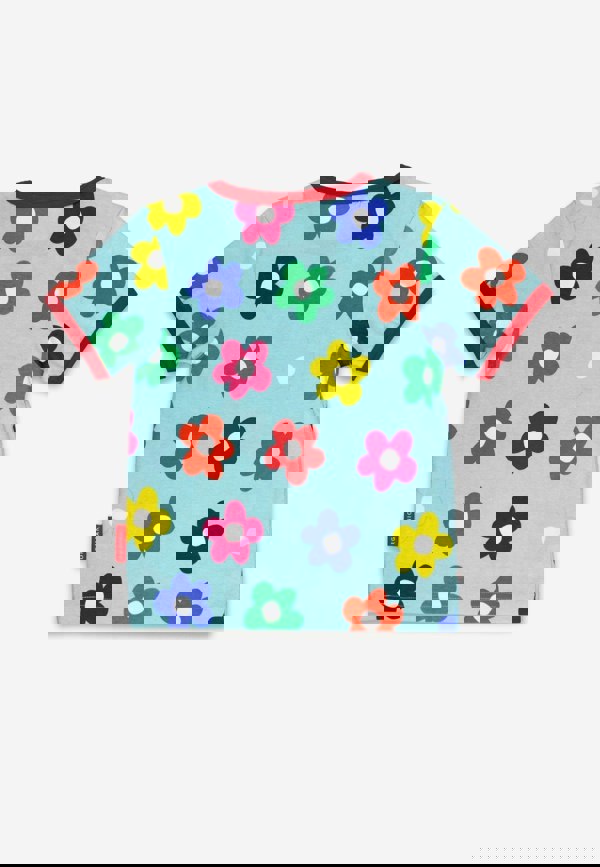 Organic Rainbow Bloom Bunny Pocket Applique Short Sleeved T-Shirt - Toby Tiger