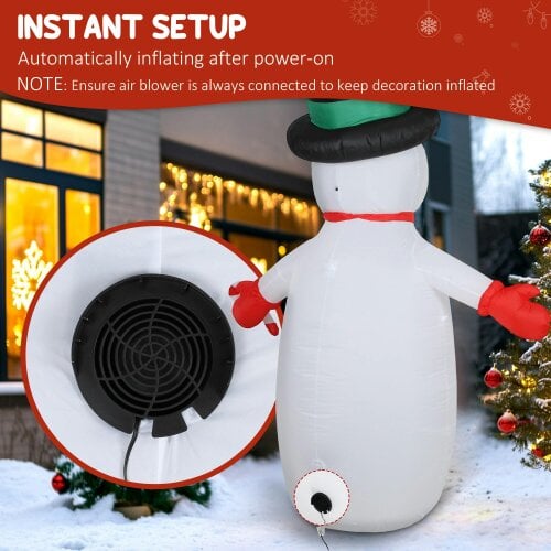 Outsunny Blow Up Christmas Inflatable Snowman for Indoor Outdoor Home Decor