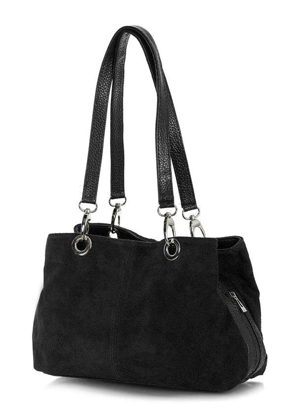 Kitise Real Italian Suede Vivid Colours Small 3 Compartments Tote Bag Stylish Shoulder Handbag