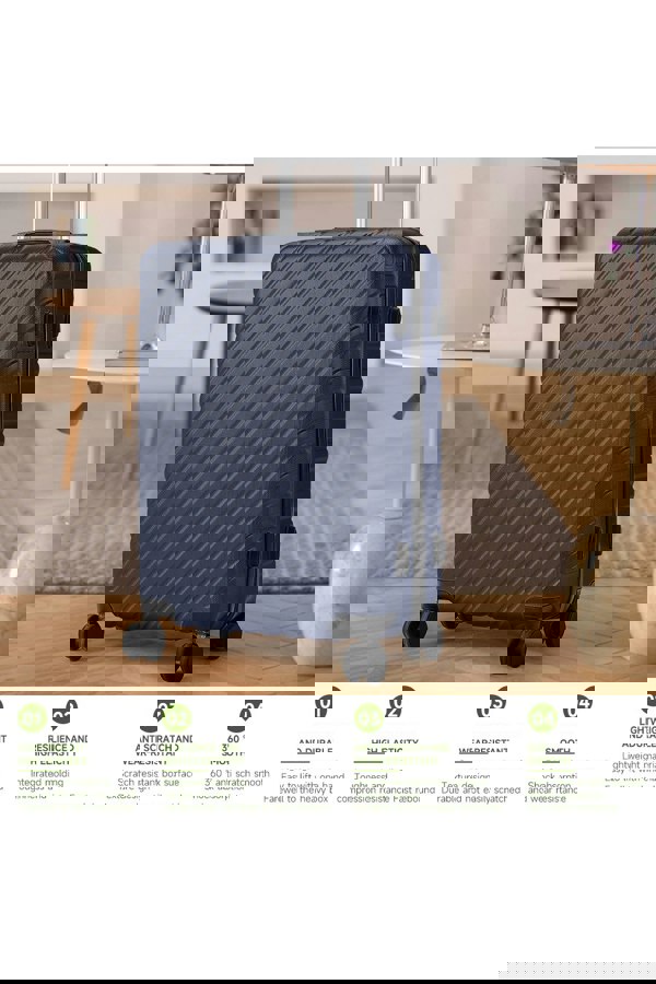 Living and Home Set of 3 Lightweight Hardside Travel Suitcase with Spinner Wheels, Blue