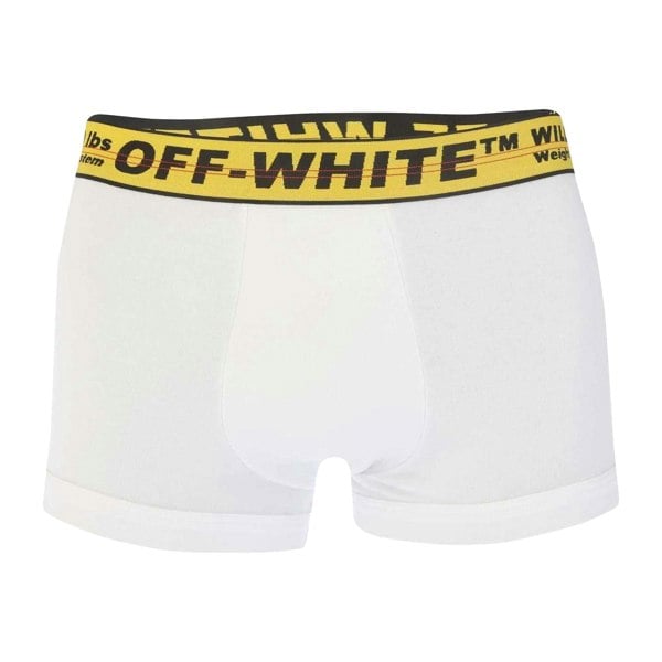 Off White Mens Classic Industrial Cotton Boxer Shorts - White/Black