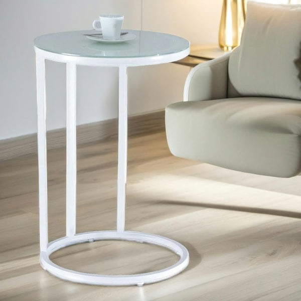 Rafaelo Mobilia Round C Shaped Side Table White