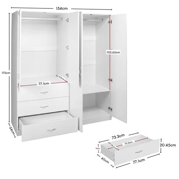 Vida Designs Riano 4 Door 3 Drawer Mirrored Wardrobe