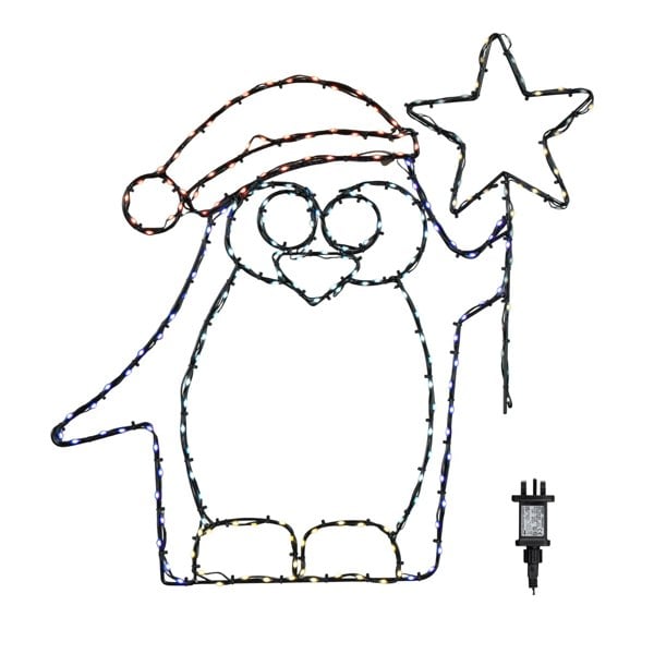 Samuel Alexander 58cm x 52cm Light up FlexiBrights Christmas Penguin with Star & 221 Multi-Coloured LEDs