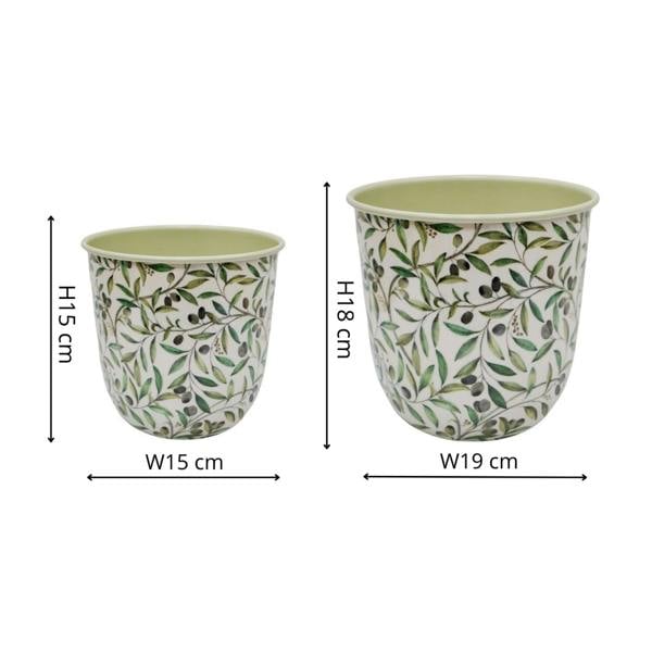 Ivyline Maisie Vintage Olive Metal Planter Set of 2