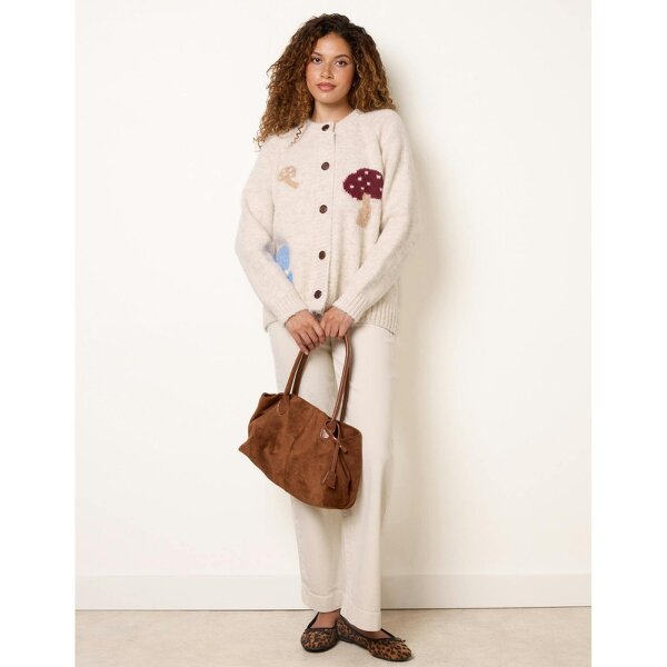 Blue Vanilla Mushroom Print Button Cardigan