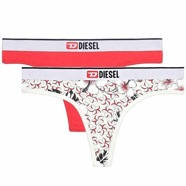 Diesel Ufst 2-Pack Thong, Red/White Print