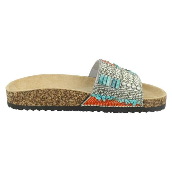 Spot On Ladies Spot On Beaded Mules F00348