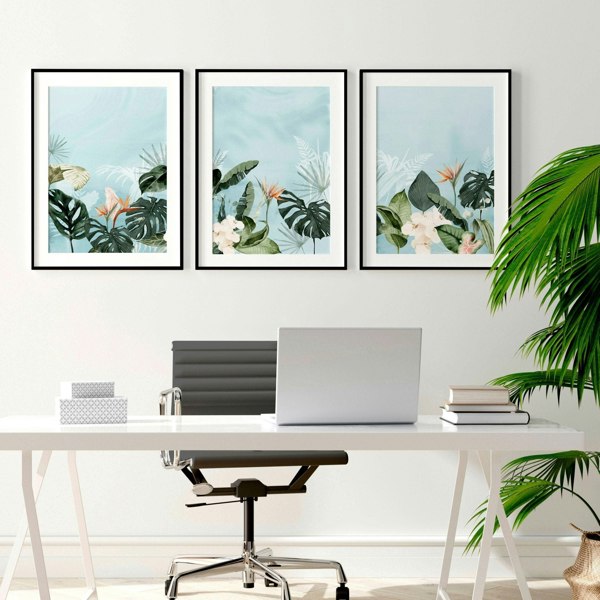 Home office art | set of 3 Tropical wall art prints