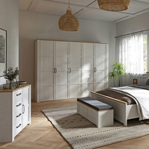 Furniture To Go Bohol 1 Door 4 Drawer Chest in Riviera Oak/White