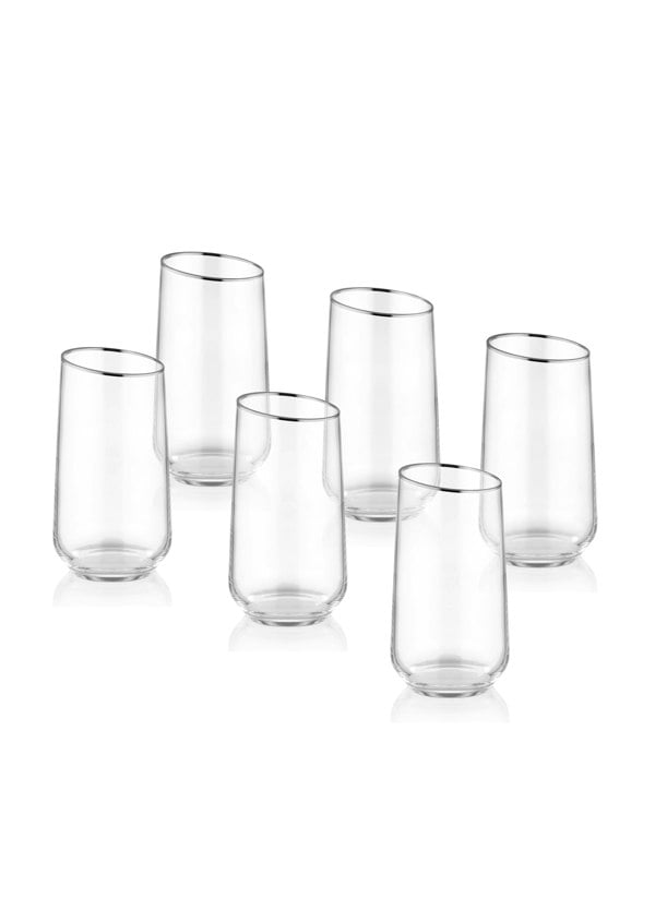 Rozi Gina Collection Silver Slanted Highball Glasses (Set of 6)