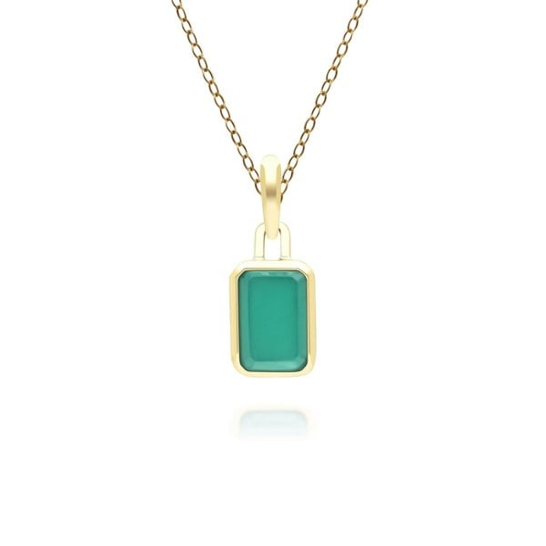 Gemondo Classic Baguette Chalcedony Pendant Necklace in 9ct Yellow Gold