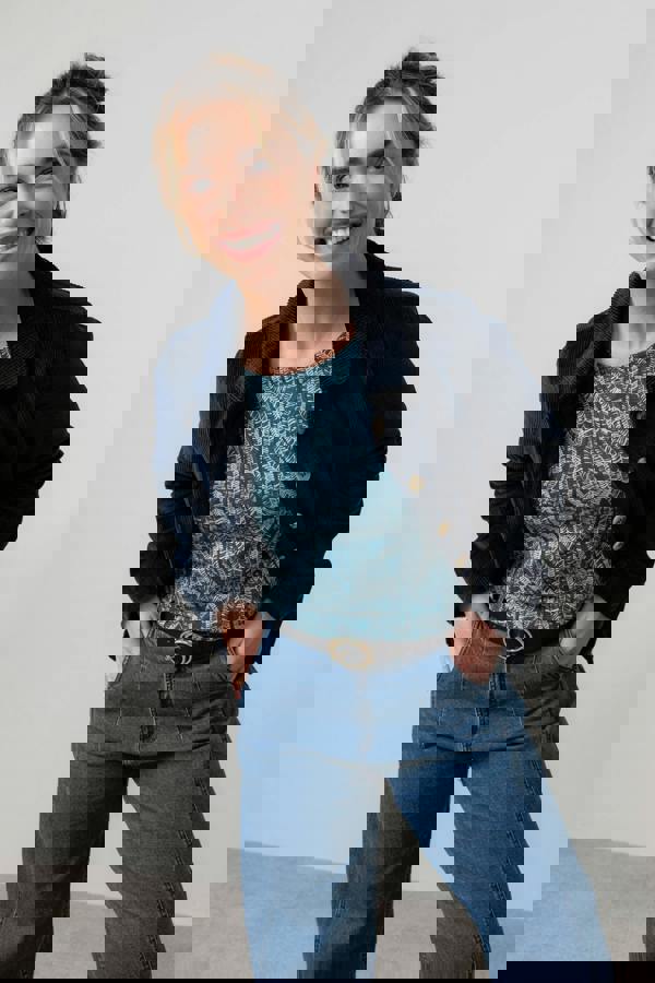 Lily & Me Ash Stretch Cotton Jumbo Cord Jacket Navy