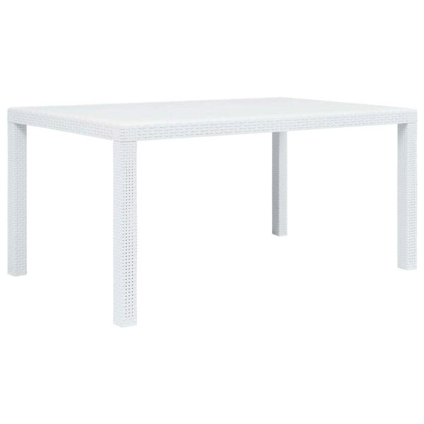 Berkfield Garden Table White 150x90x72 cm Plastic Rattan Look