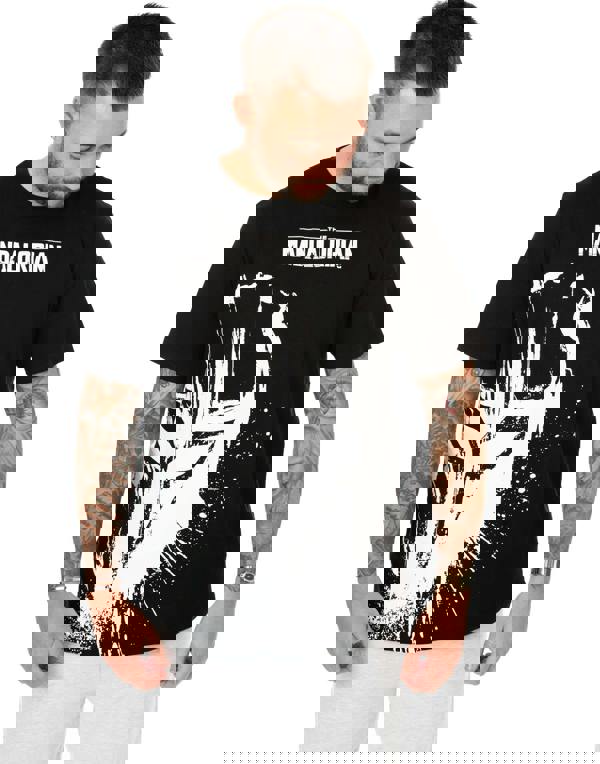 Star Wars Mens Black Din Djarin Short Sleeve Long Leg Pyjama Set