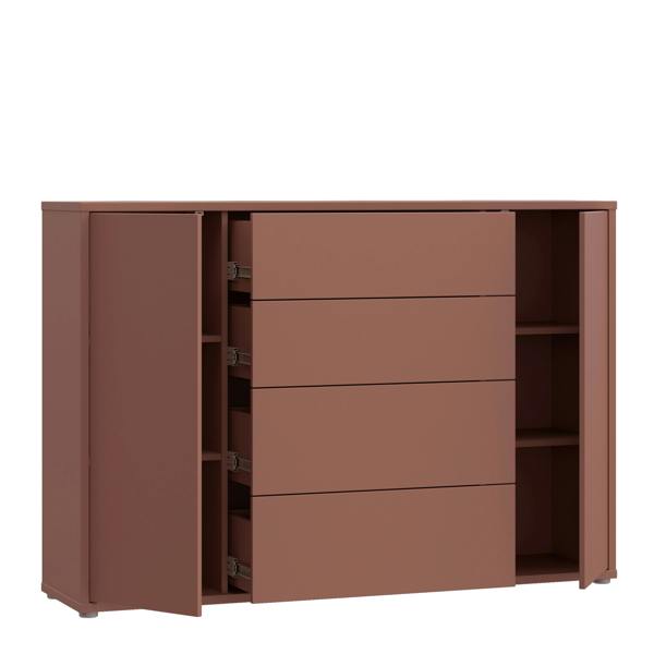 Furniture To Go Alice Springs Wide Sideboard with 4 Drawers & 2 Doors with Push-to-Open in Terracotta