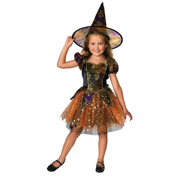 Bristol Novelty Girls Witch Costume - Black/Gold