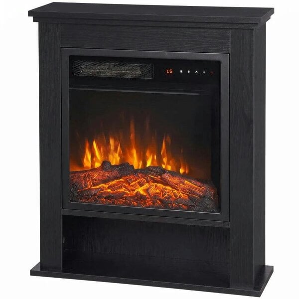Electric Fireplace Suite with Shelf, 25" 1800W Electric Fire and Surround with LED Flame, 5 Brightness, Remote, Black