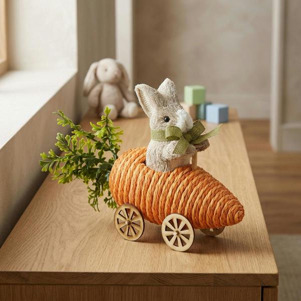 Garden Greatness Decorative Rabbit In Carrot Car Ornament