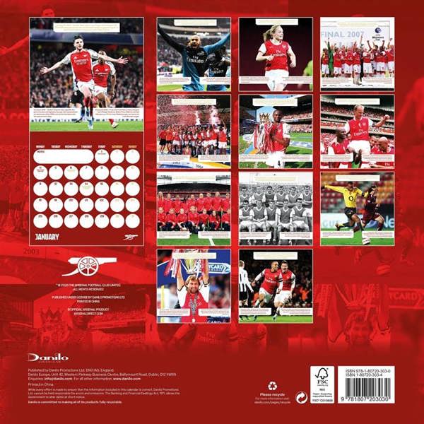 Arsenal FC Legends Calendar 2027, Wall Calendars, Month To View, Sports, Gift