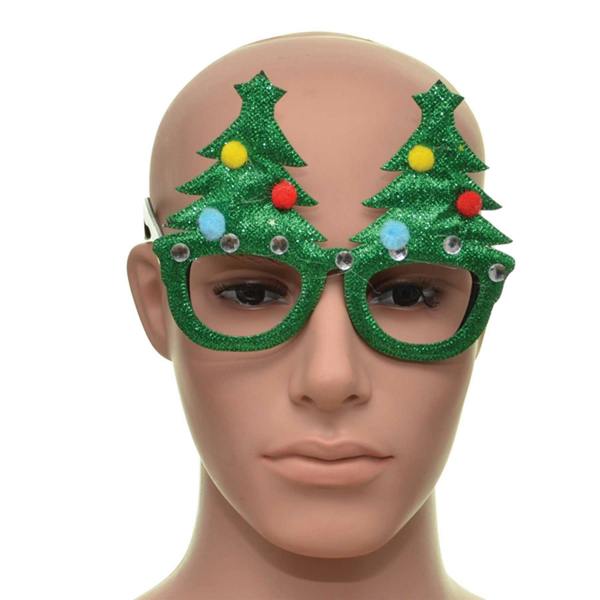 One Size Green Glitter Christmas Glasses for Parties, Photo Booths and Festive Fancy Dress image 2