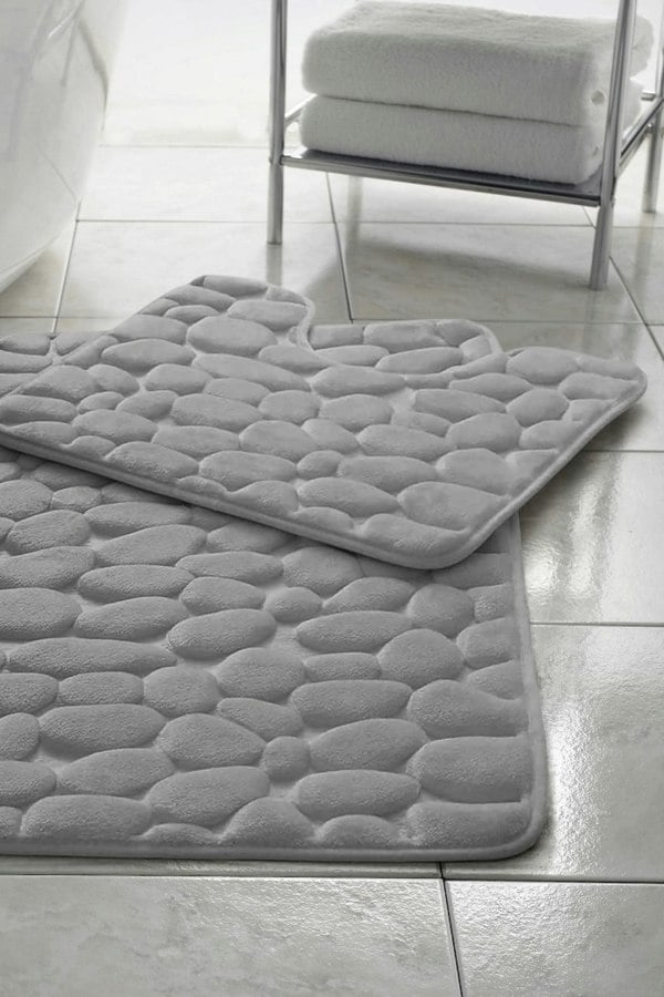 HomeSpace Direct Memory Foam Pebbles Bath Mat Set 2 Piece