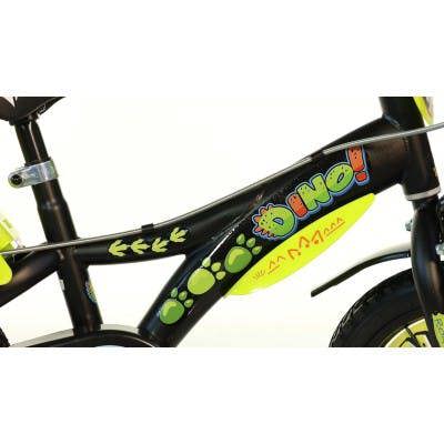 Dino Bikes Dino Dinosaur Adventure 14in Kids Bike with Stabilisers - Black/Green