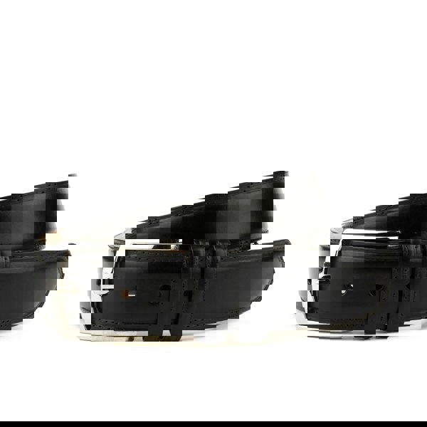 Embassy London James - Black - Men's classic black leather belt with silver colour buckle