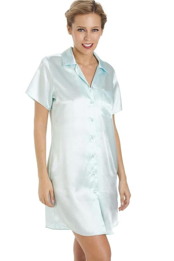 Camille Women's Nightshirt Knee Length Satin Dress Ladies Nightwear