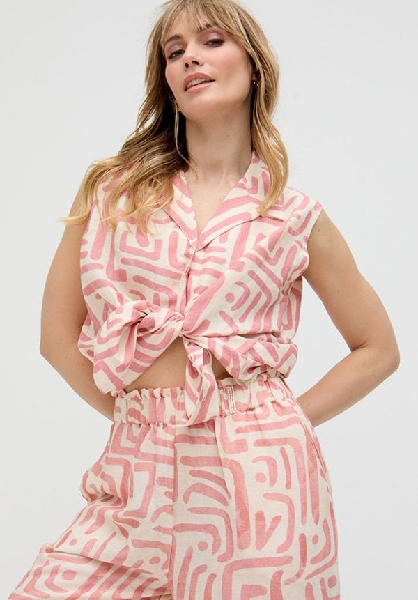 Pop Front Tie Warhol Print Crop Top In Multi - image 4
