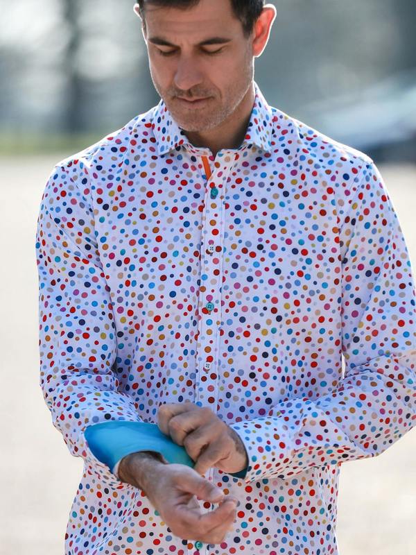 CLASSIC POLKA DOT MEN'S LONG SLEEVE SATIN COTTON SHIRT - Claudio Lugli Shirts