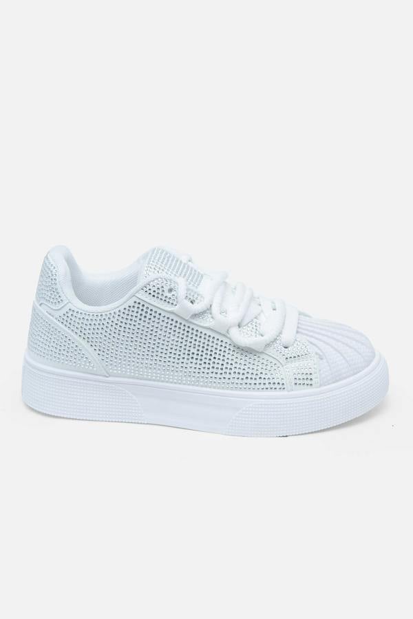 Sparkly Crystal Eternal Trainers White, featuring available in White & Leopard