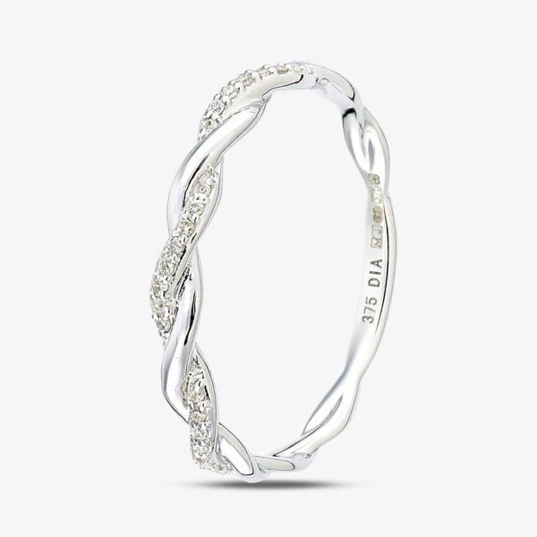 T. H. Baker 9ct White Gold 0.07ct Diamond Twist Eternity Ring PR12706W
