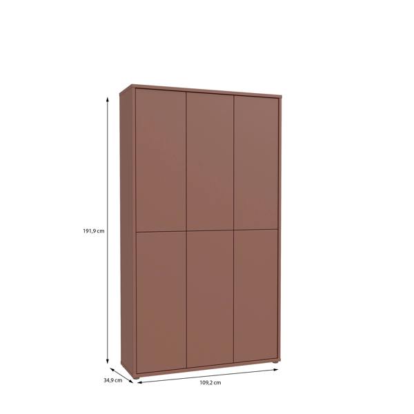 Furniture To Go Alice Springs Tall Shoe Cabinet with 6 Doors Push-to-Open in Terracotta