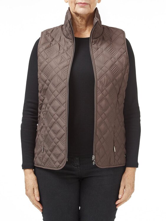PennyPlain Diamond Quilt Gilet - Latte