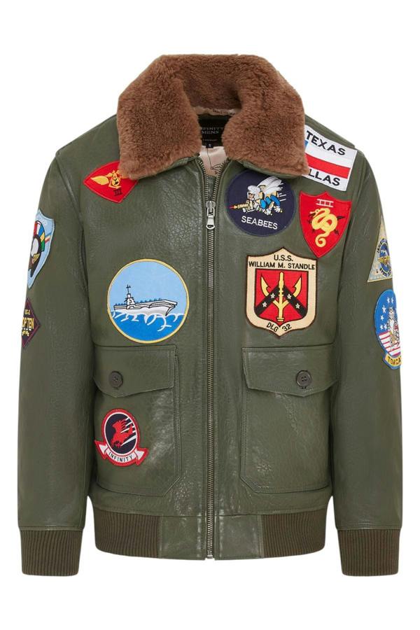 Infinity Leather Mens Top Gun A2 Leather Bomber Jacket-San Diego