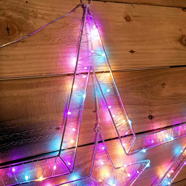 Samuel Alexander 80cm Light Up Double Star Christmas Decoration with 140 LED in Rainbow