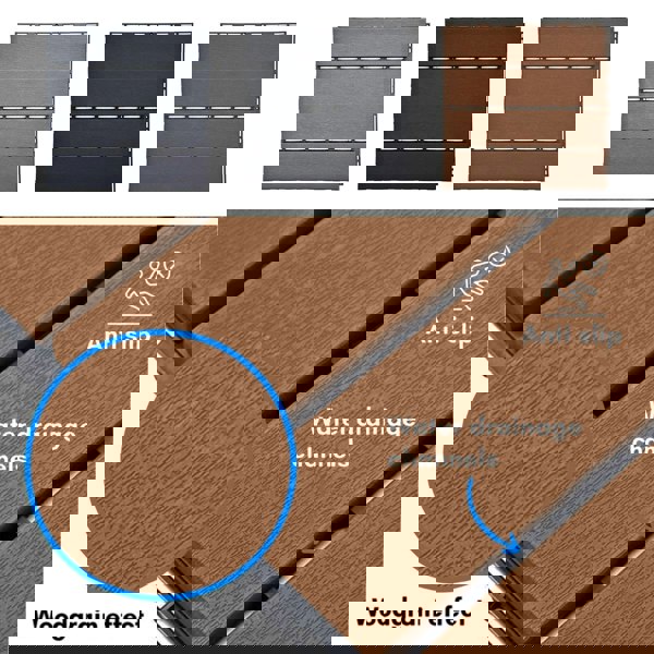 Oseasons Polydeck (Pack of 12) Woodgrain-Effect 30x30cm Decking Tiles in Brown