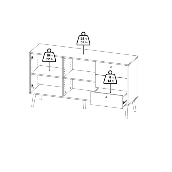 Wyld Haus Quietbloom White Wooden Sideboard 2 Doors 3 Drawers