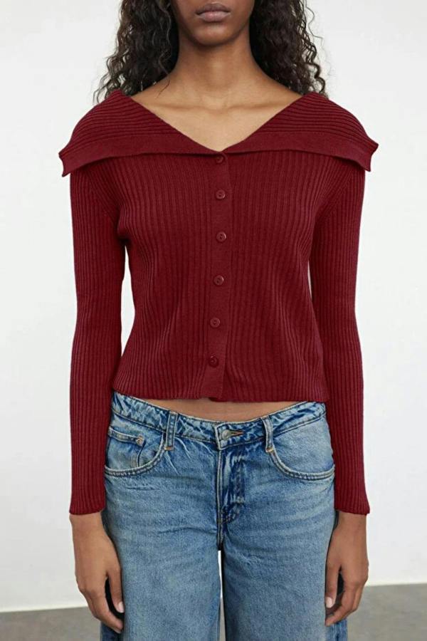Hoxton Gal Draped Collar Knit Cardigan