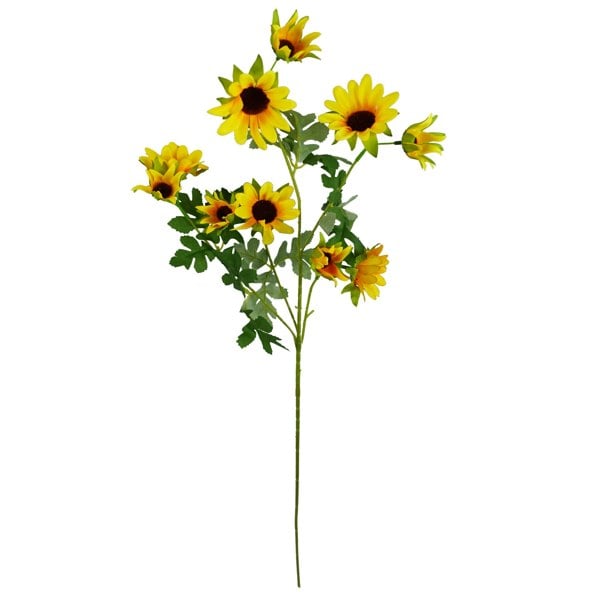 Leaf Pack of 6 x 70cm Artificial Yellow Daisy Flower Spray