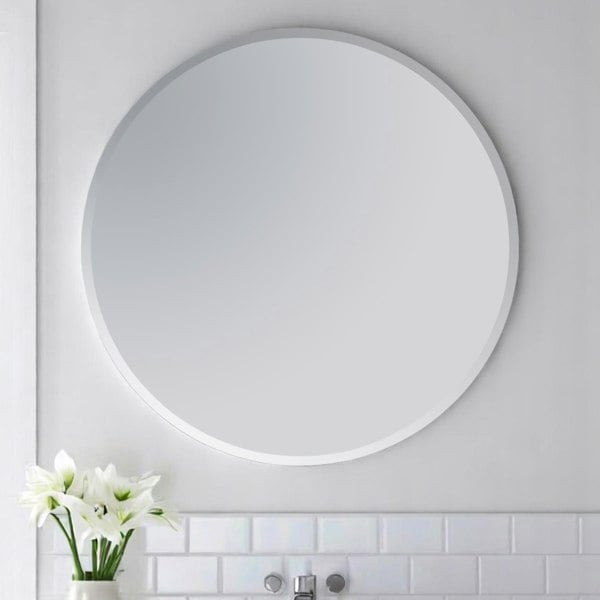 Showerdrape Fitzrovia Round Wall Mounted Frameless Bevelled Edge Bathroom Mirror 60 x 60cm