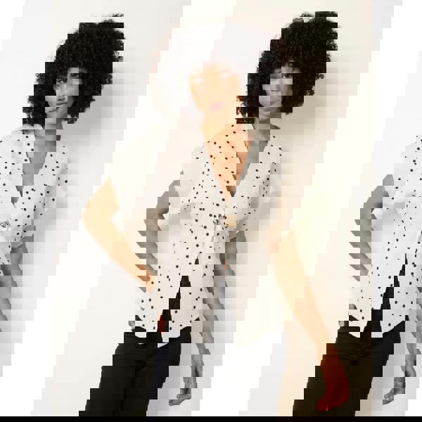 Blue Vanilla Polka Dot Short-Sleeve Knit Cardigan Top