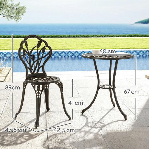 Wyld Haus Fafire Aluminium Bronze Tone 3 Piece Patio Bistro Set With Umbrella Hole Table And Chairs