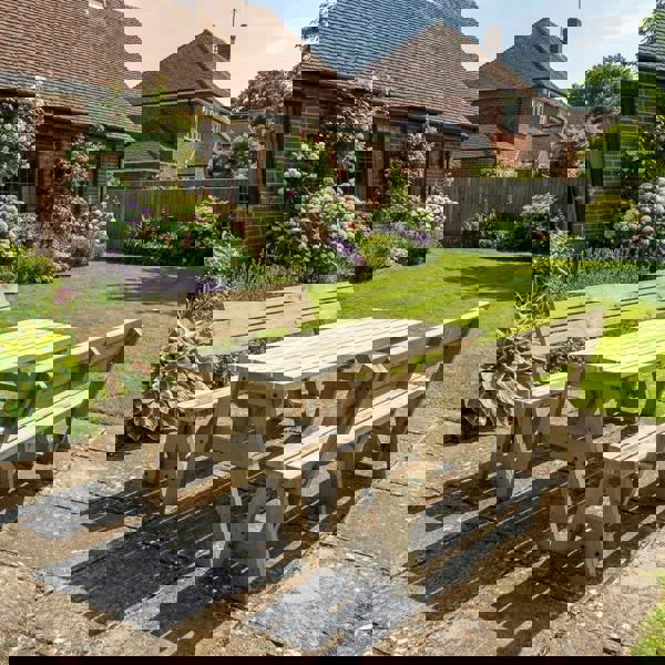 Arbor Garden Solutions Victoria Picnic Table and Benches Set With Backrest