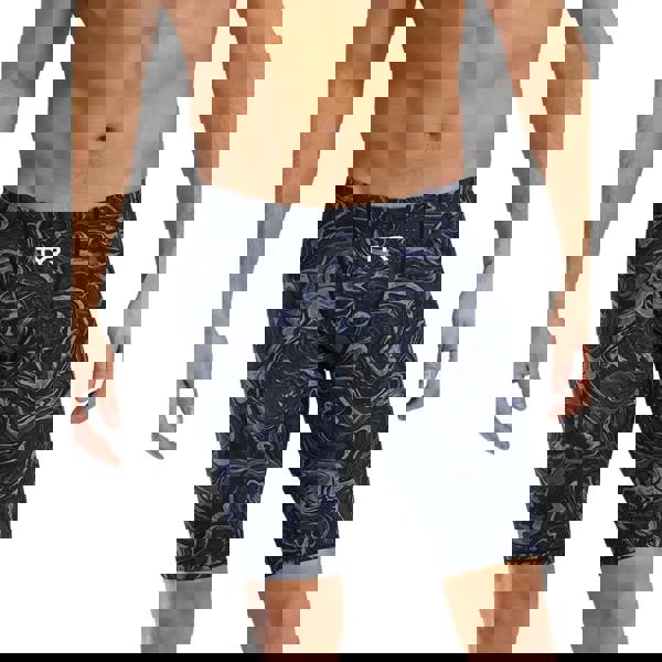 TYR Thresher Hyperblitz black and gray marbled mens swim trunks