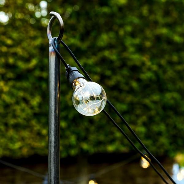 Industrial Steel Festoon Lighting Pole | Raw Metal Finish