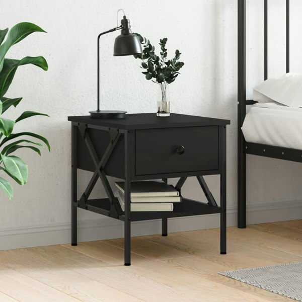 Berkfield Bedside Table Black 40x42x45 cm Engineered Wood