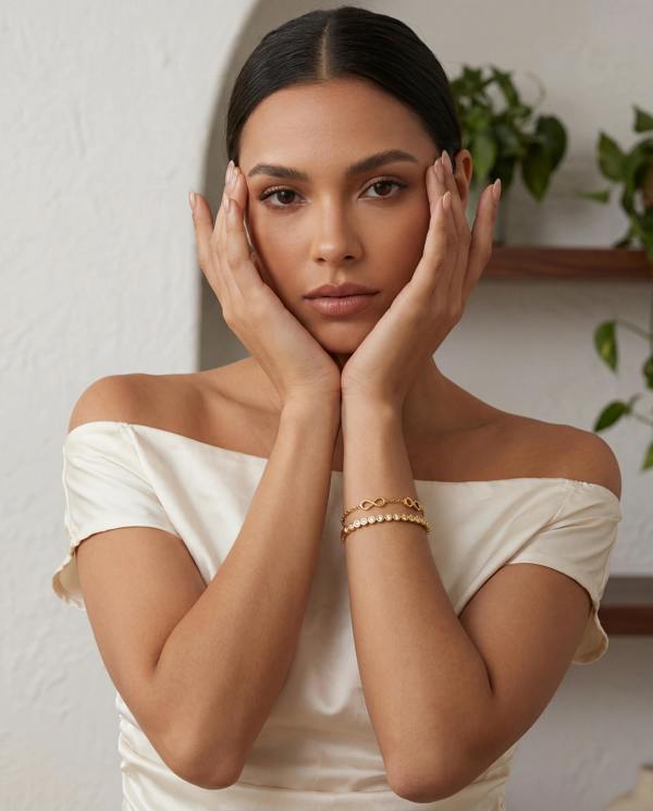 Elk & Bloom Chunky Solitaire Tennis 14K Gold Bangle