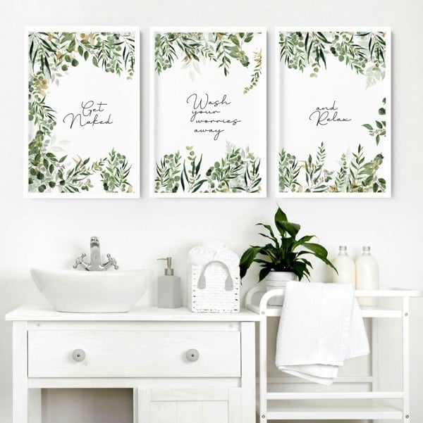 Bathroom wall art framed | set of 3 wall art